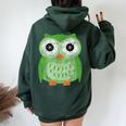 Large Green Owl For Any Owl Fan Vintage Owls Women Oversized Hoodie Back Print Forest