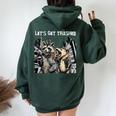 Let's Get Trashed Raccoon And Opossum Drinking Beer Women Oversized Hoodie Back Print Forest