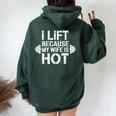 I Lift Because My Wife Is Hot Gym Lover Fitness Women Oversized Hoodie Back Print Forest