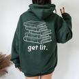 Get Lit Books Reading Teacher Librarian Bookworm Men Women Women Oversized Hoodie Back Print Forest