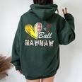 Mawmaw Of Both Baseball Softball Mother's Day For Family Women Oversized Hoodie Back Print Forest