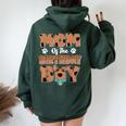 Mom And Dad Birthday Boy Dog Family Matching Women Oversized Hoodie Back Print Forest