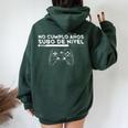 No Cumplo Años Subo De Nivel Divertido Gamer Cumpleaños Cuello Women Oversized Hoodie Back Print Forest
