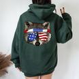 Patriotic Raccoon Oversized Hoodie – July 4th Style for Women Forest