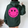 Pink Smile Face Cute Happy Peace Smiling Face Girls Women Oversized Hoodie Back Print Forest