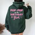 Pop-Pop Of The Birthday Pink Girl Matching Family Women Oversized Hoodie Back Print Forest