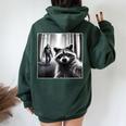 Raccoon & Bigfoot Selfie Women's Oversized Hoodie | Back Print Forest