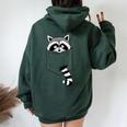 Raccoon Carton Oversized Hoodie | Casual Women's Sleeve Back Print Forest
