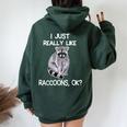 Raccoon Love Oversized Hoodie for Women - Back Print | Cozy & Stylish Forest
