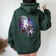 Raccoon Moon Howling Women's Oversized Hoodie | Back Print Design Forest