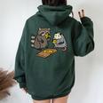 Raccoon & Opossum Pizza Street Cats Hoodie | Unisex Oversized Back Print Forest