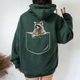 Raccoon Pocket Print | Oversized Women's Hoodie - Cozy Flair Forest