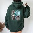 Raccoon Shirt 3 Racoons Howling At Moon Weird Cursed Women Oversized Hoodie Back Print Forest