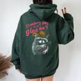 Raccoon Theme Women's Oversized Hoodie - Quirky Strawberry Design Forest