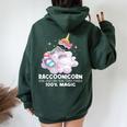 Raccoonicorn Raccoon Lover Women’s Oversized Hoodie - Fun Back Print Forest