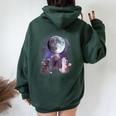 Rats Howling At The Moon Oversized Hoodie for Women | Unique Back Print Forest