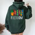 Reading Freadom Freedom Book Lover Bookworm Men Women Kids Women Oversized Hoodie Back Print Forest