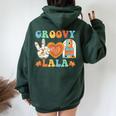Retro Groovy Lala Grandma Hippie Family Matching Women Oversized Hoodie Back Print Forest
