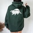 Retro Raccoon Oversized Hoodie - Vintage Moon Design for Women Forest