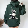 Retro Raccoon Rock Music Unisex Oversized Hoodie – Back Print Style Forest