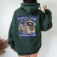 Rizz Em Autistic Raccoon Oversized Hoodie | Women's Back Print Forest