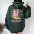 Rounding Up 100 Days Of School Pink Coquette Bow Teacher Women Oversized Hoodie Back Print Forest