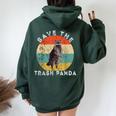Save the Trash Panda Raccoon Hoodie - Retro Sunset Hoodie for Women Forest