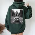 Scared Raccoon Selfie With Sasquatch Bigfoot Raccoon Women Oversized Hoodie Back Print Forest
