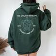 Graphic Sea Turtle Gulf Of Mexico Est 1550 Women Oversized Hoodie Back Print Forest