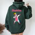 Shakira Nombre Personalizado Cumpleaños Dabbing Unicorn Queen Women Oversized Hoodie Back Print Forest