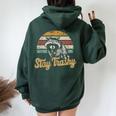 Stay Trashy Opossum & Raccoon Meme Women's Oversized Hoodie - Back Print Forest