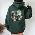 Three Possum Moon 3 Opossum Weird Cursed Meme Women Oversized Hoodie Back Print Forest
