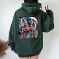 Three Racoon Moon 3 Racoon Moon Cursed Meme Women Oversized Hoodie Back Print Forest