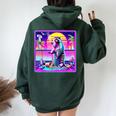 Vaporwave Raccoon Hoodie - Retro Synthwave Back Print for Women Forest