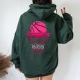 Vintage Pink Basketball Desgin For Girl Women Oversized Hoodie Back Print Forest