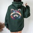 Watercolor Raccoon Hoodie - Modern Art Back Print Women’s Oversized Forest