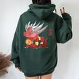 Year Of The Dragon Chinese Zodiac Animal Horoscope Red Seal Women Oversized Hoodie Back Print Forest