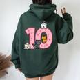 10Th Birthday Cats On Number 10 Kawaii Bday Kitten Girls Kid Women Oversized Hoodie Back Print Navy Blue
