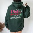 Aka Pink Goes Red Heart Health Awareness Costume For Women Women Oversized Hoodie Back Print Navy Blue