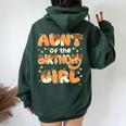 Aunt Of The Birthday Girl Dog Family Party Decorations Women Oversized Hoodie Back Print Navy Blue