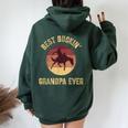 Best Buckin' Grandpa Ever Western Rodeo Cowboy Bucking Horse Women Oversized Hoodie Back Print Navy Blue