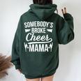 Broke Cheer Mama Cheer Mom Of A Cheerleader Mother Women Oversized Hoodie Back Print Navy Blue