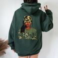Camo Hat Prayer Warrior God Jesus Christian Black Girl Women Women Oversized Hoodie Back Print Navy Blue