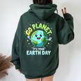 Cute Go Planet Its Your Earth Day 2025 Teacher Boys Girls Women Oversized Hoodie Back Print Navy Blue
