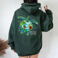 Earth Day Is Every Day Sea Turtle Animal Saving Earth Women Oversized Hoodie Back Print Navy Blue