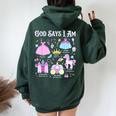 God Says I Am Princess Christian Cute Bible Readers Girl Women Oversized Hoodie Back Print Navy Blue