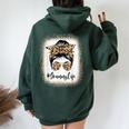 Grammy Life Bleached Leopard Messy Bun Mother's Day Women Oversized Hoodie Back Print Navy Blue Grammy Life Bleached Leopard Messy Bun Mother's Day Women Oversized Hoodie Back Print Navy Blue