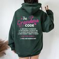 The Grandma Code Grammy Nana Grandma Grandmother Rules 'S Classic Fit Black Short Sleeve Cotton Blend Small Women Oversized Hoodie Back Print Navy Blue
