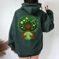 Green Black Afro Mother Earth Day Gaia Save Our Planet Earth Women Oversized Hoodie Back Print Navy Blue