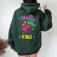 Its Mardi Gras Yall With Flamingo For New Orleans Carnival Women Oversized Hoodie Back Print Navy Blue